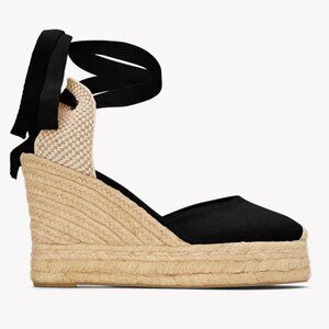 Soludos The Marseille Platform Wedge Espadrille Black NWOT